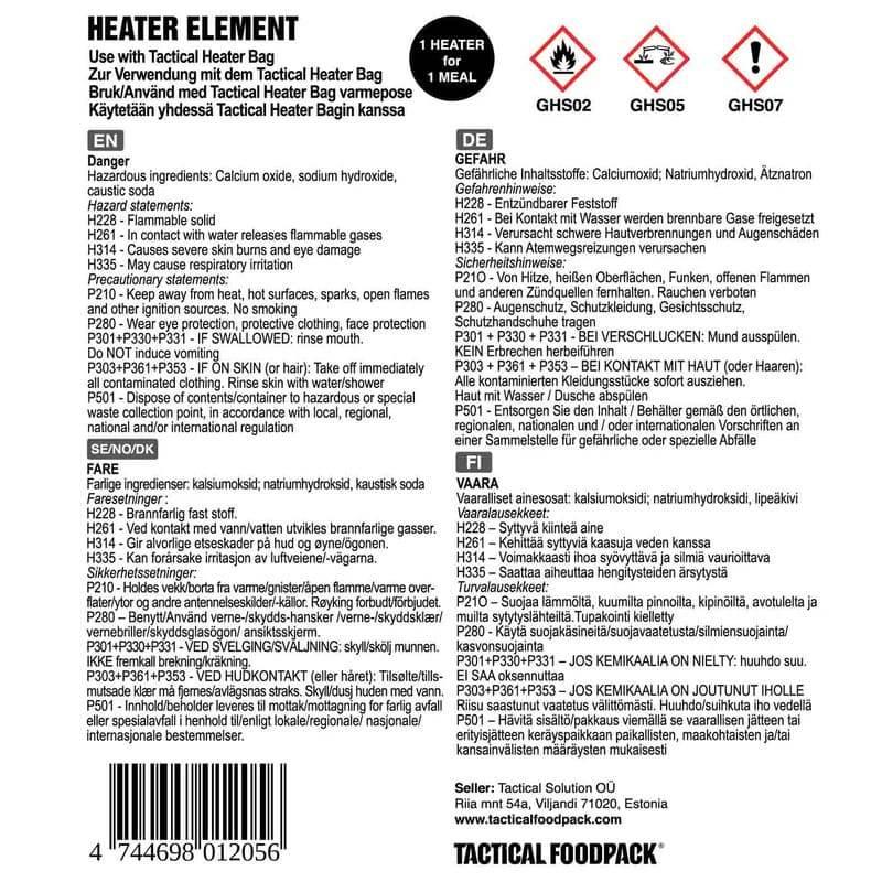 Activador para Bolsa Calentadora – Tactical Foodpack - RACIONES DE COMBATE MRE