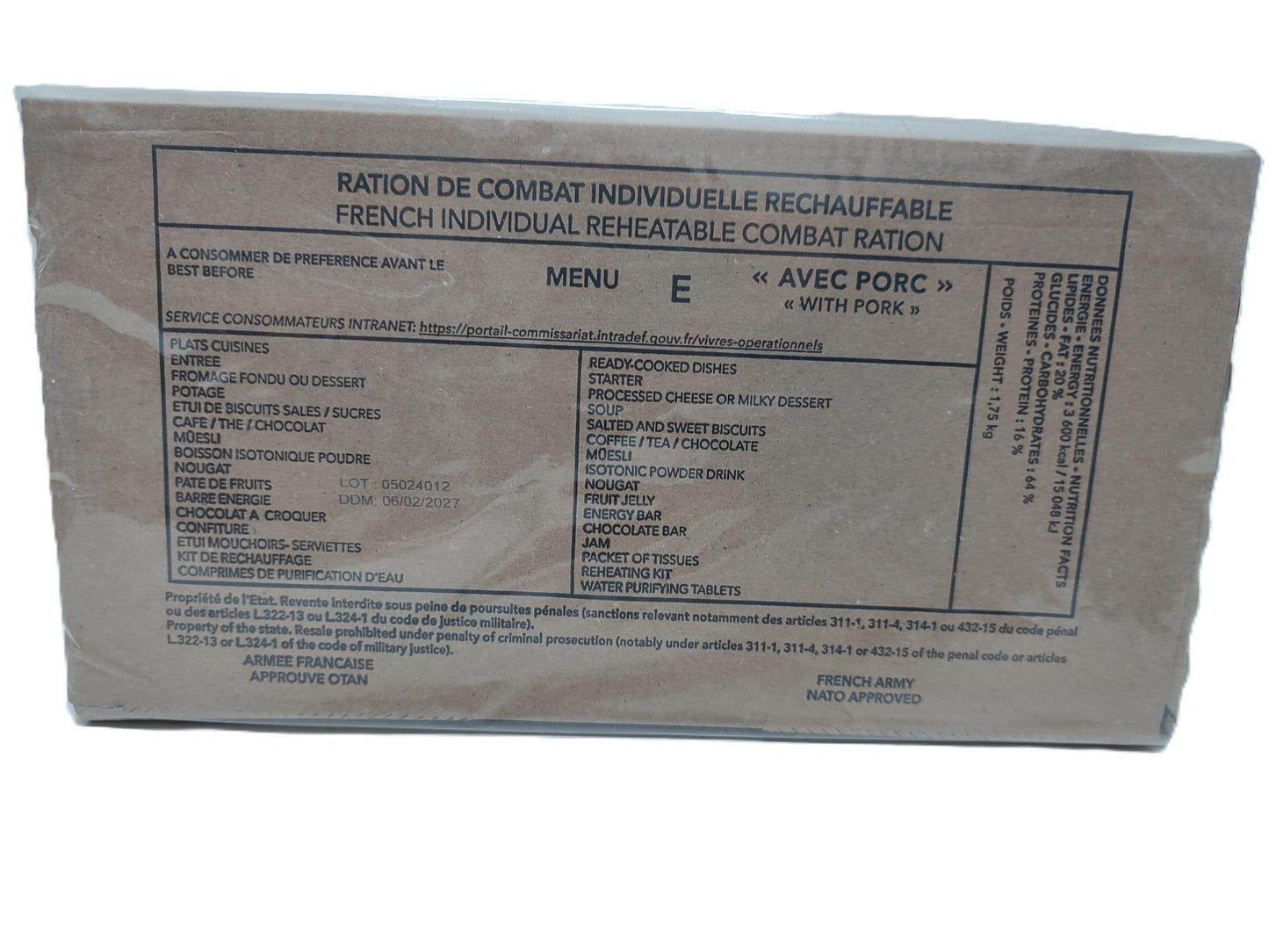 Ración Militar Francesa/Mre Francia - RACIONES DE COMBATE MRE
