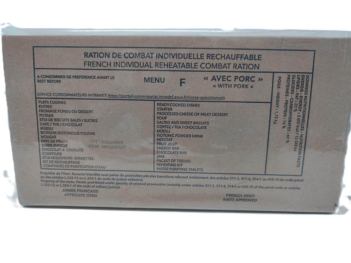 Ración Militar Francesa/Mre Francia - RACIONES DE COMBATE MRE