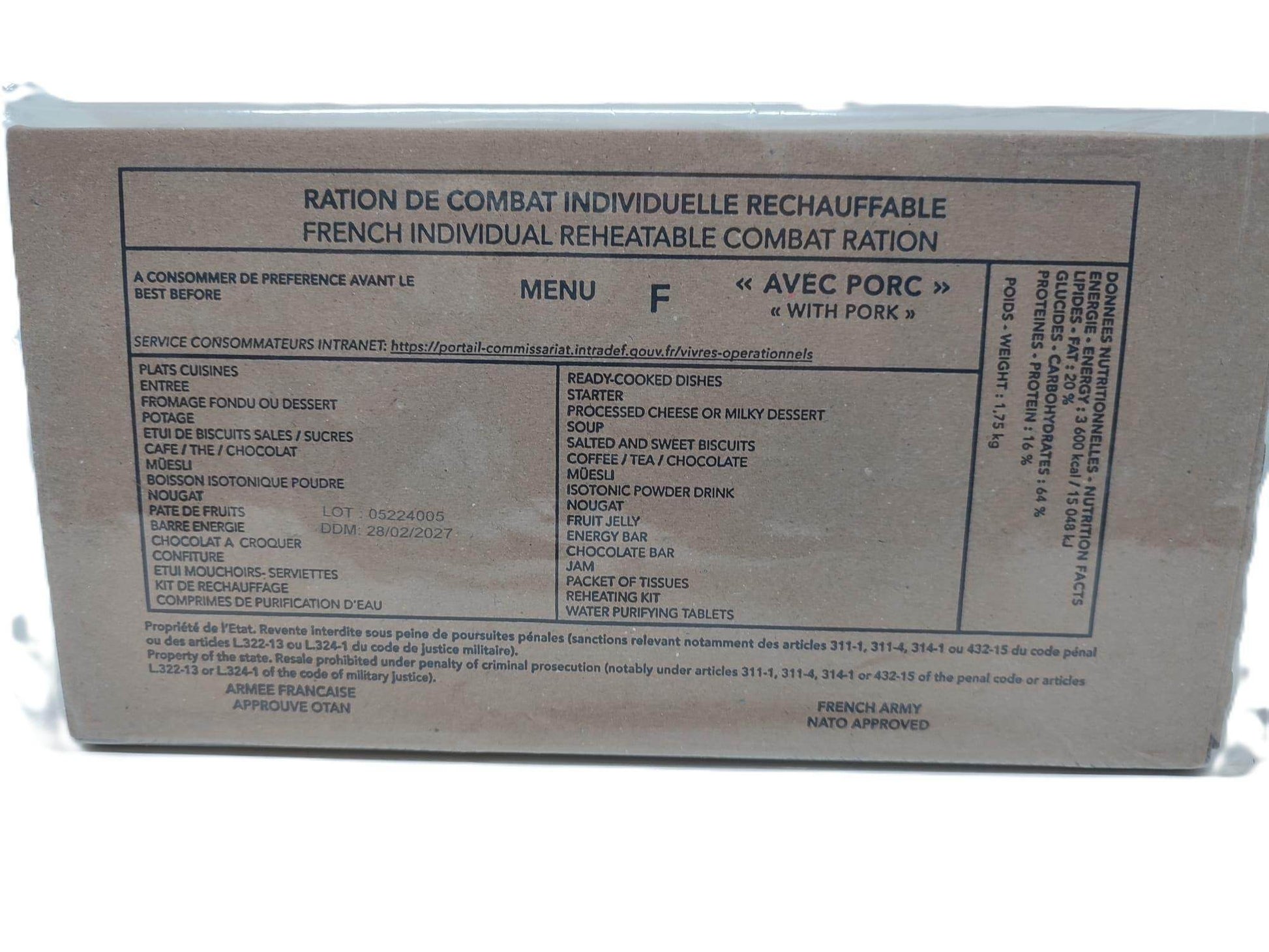 Ración Militar Francesa/Mre Francia - RACIONES DE COMBATE MRE