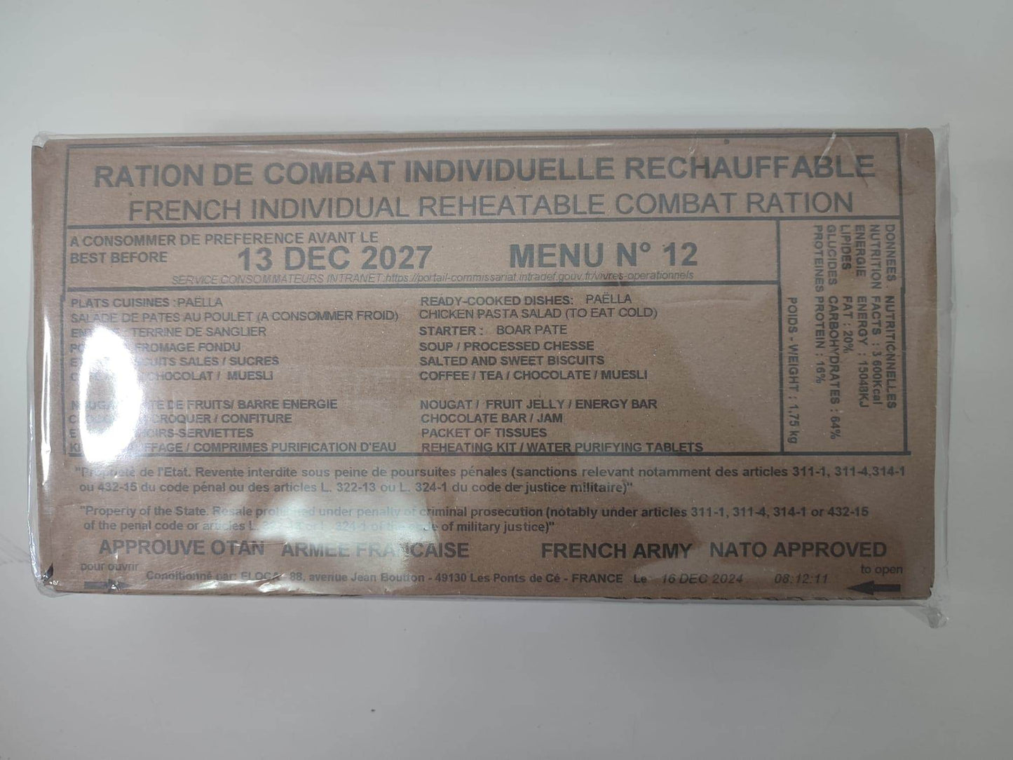 Ración Militar Francesa/Mre Francia - RACIONES DE COMBATE MRE