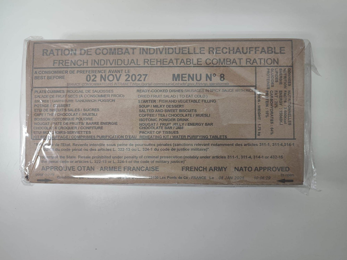 Ración Militar Francesa/Mre Francia - RACIONES DE COMBATE MRE