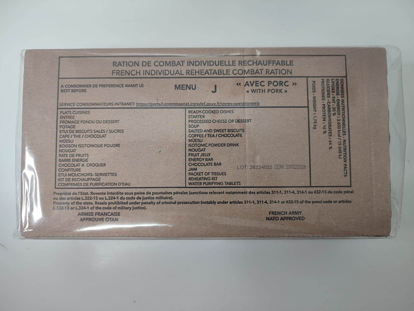 Ración Militar Francesa/Mre Francia - RACIONES DE COMBATE MRE