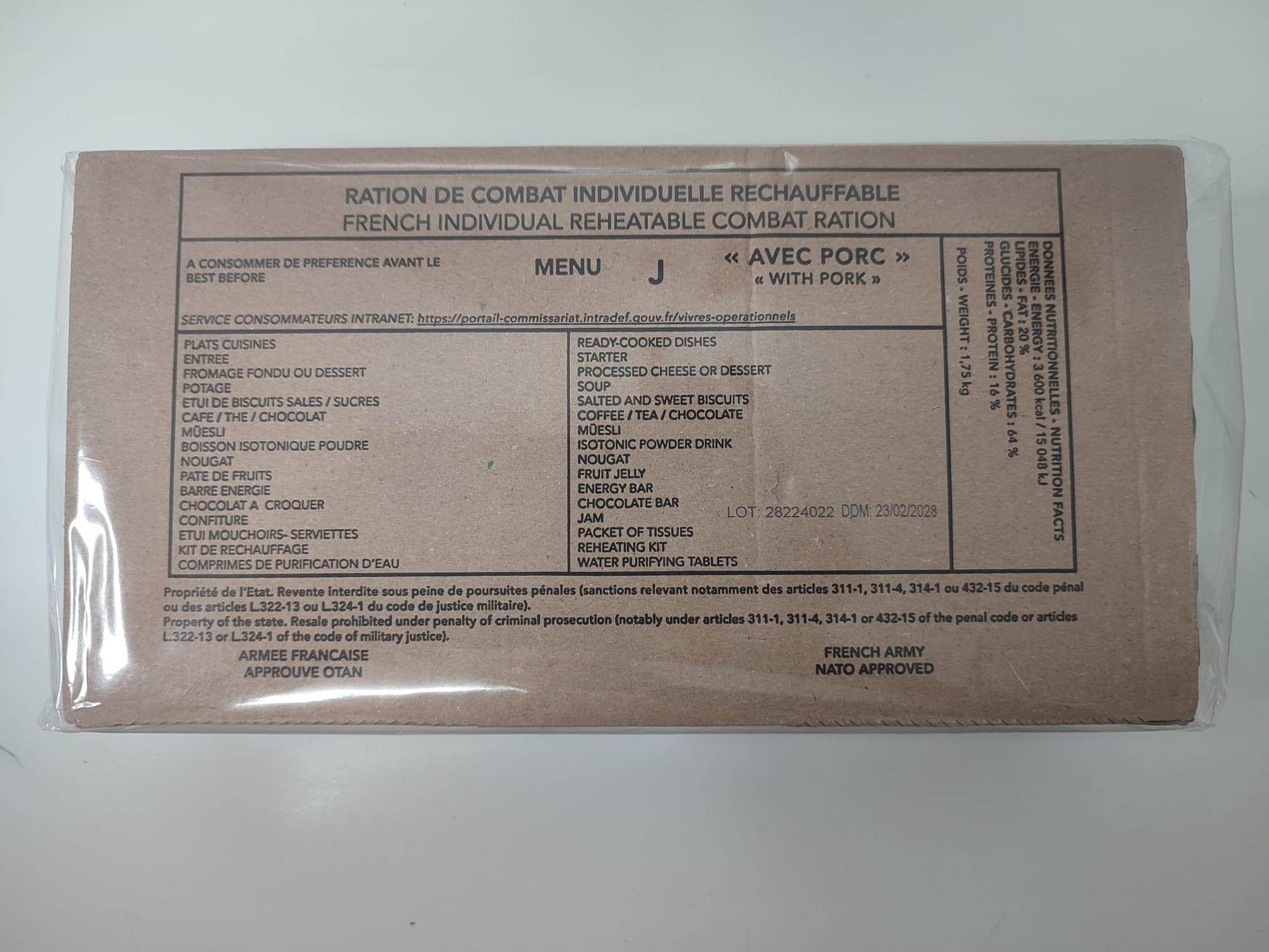 Ración Militar Francesa/Mre Francia - RACIONES DE COMBATE MRE