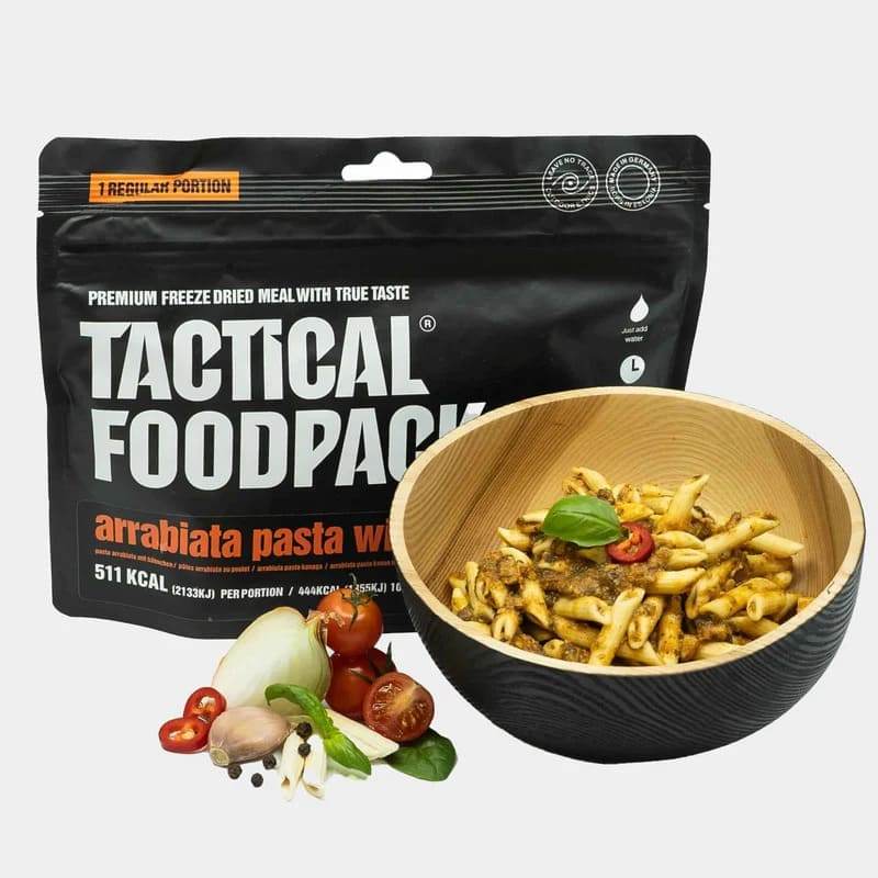 Macarrones con salsa Arrabiata y pollo - RACIONES DE COMBATE MRE