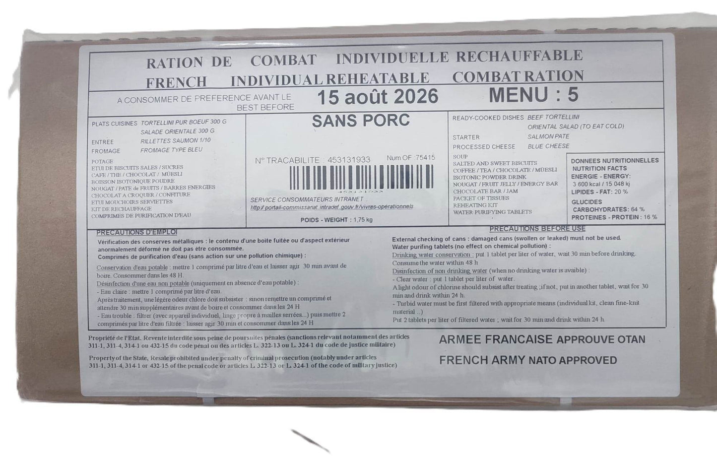 Ración Militar Francesa/Mre Francia - RACIONES DE COMBATE MRE