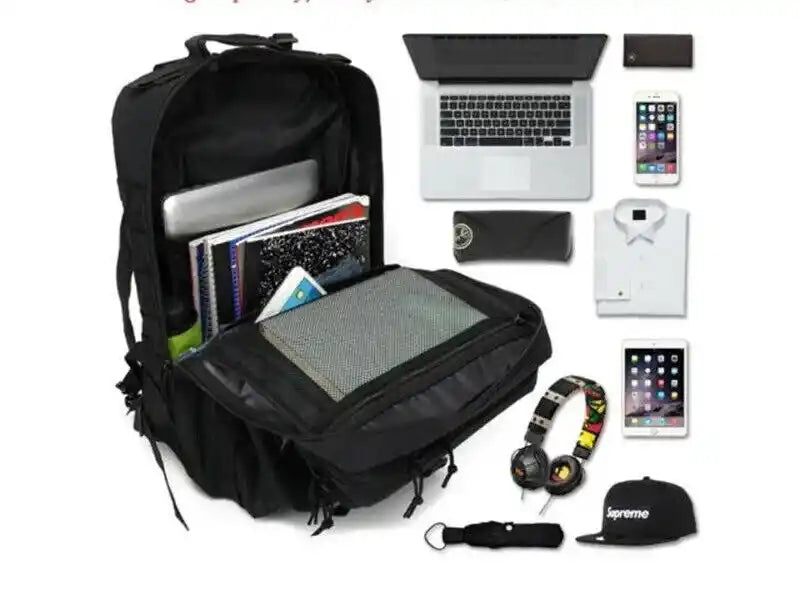 Mochila táctica negra 45 litros alta capacidad