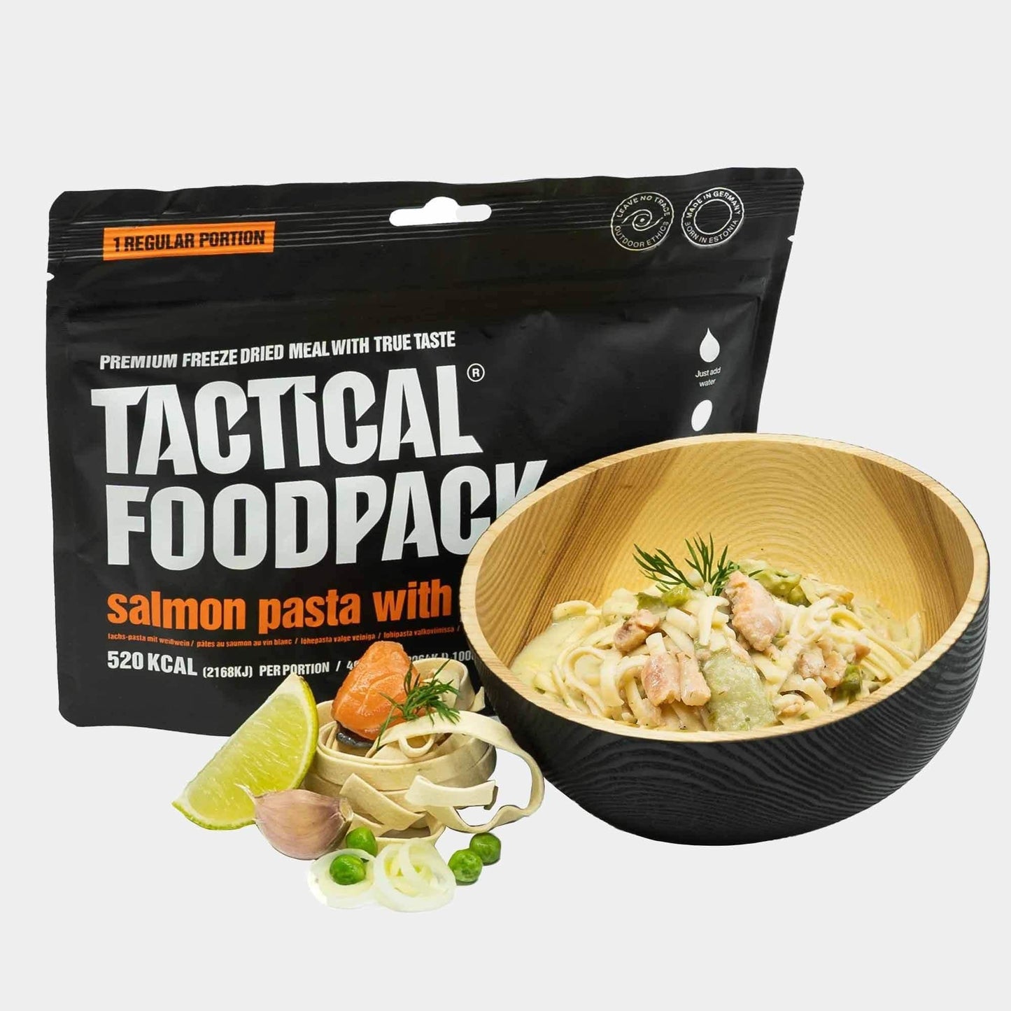 Salmón con pasta y salsa de vino blanco - RACIONES DE COMBATE MRE