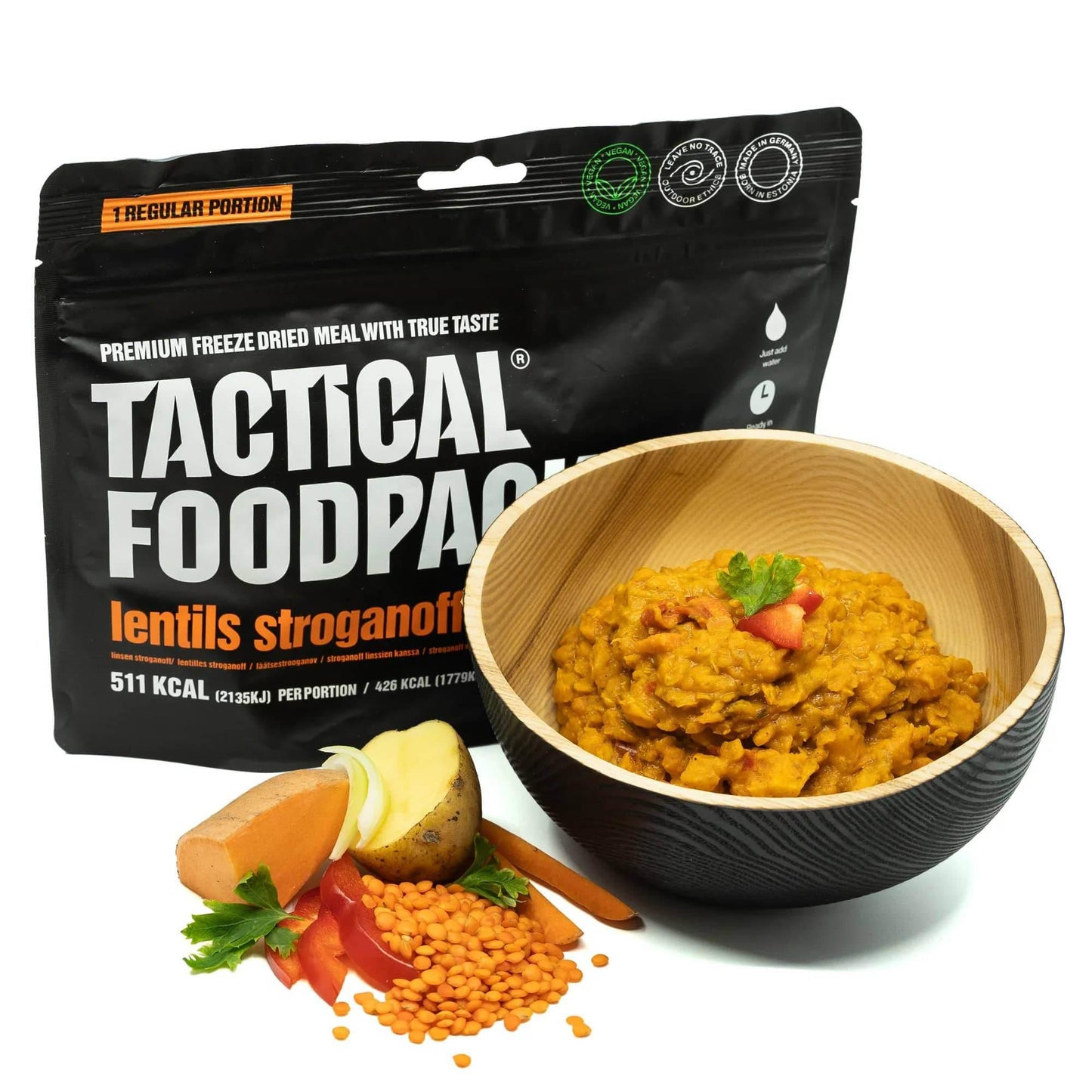 🥘Comida Tactical Foodpack – Lentils Stroganoff (Vegano) - RACIONES DE COMBATE MRE