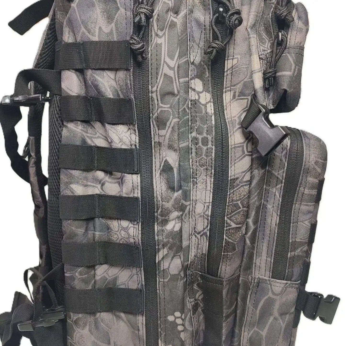 Detalle mochila táctica crossfit gris resistente deporte outdoor