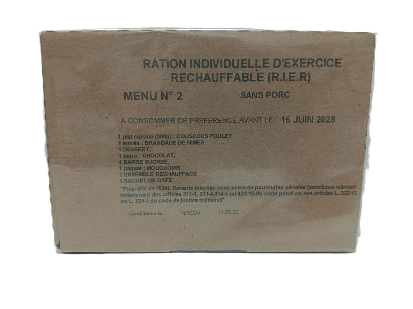 Ración Militar Francesa R.I.E.R 12h - RACIONES DE COMBATE MRE