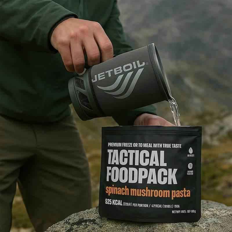 Pasta con Salsa de Espinacas y Champiñones – Tactical Foodpack