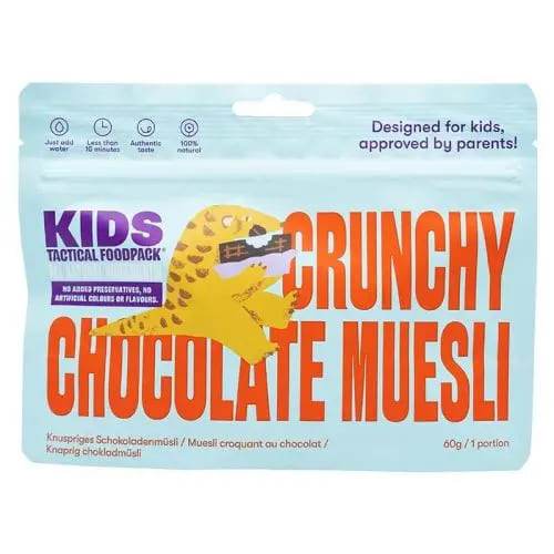 🧭 Comida Infantil Tactical Foodpack Kids – Desayuno Muesli de Chocolate Crujiente (Vegetariano) - RACIONES DE COMBATE MRE