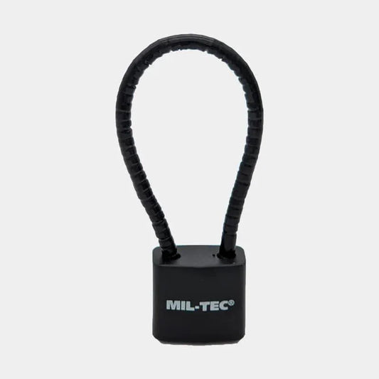 Candado Mil-Tec negro cable seguridad táctico outdoor equipamiento