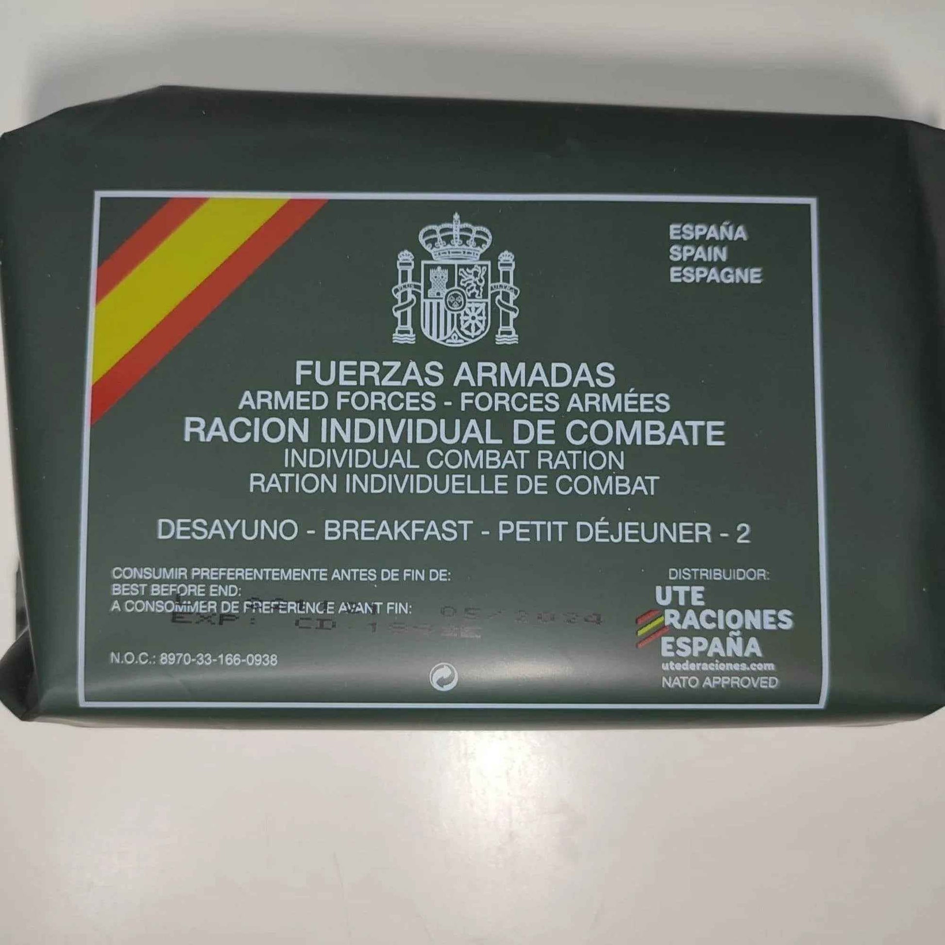 Desayuno militar MRE ración combate lista comer ejército
