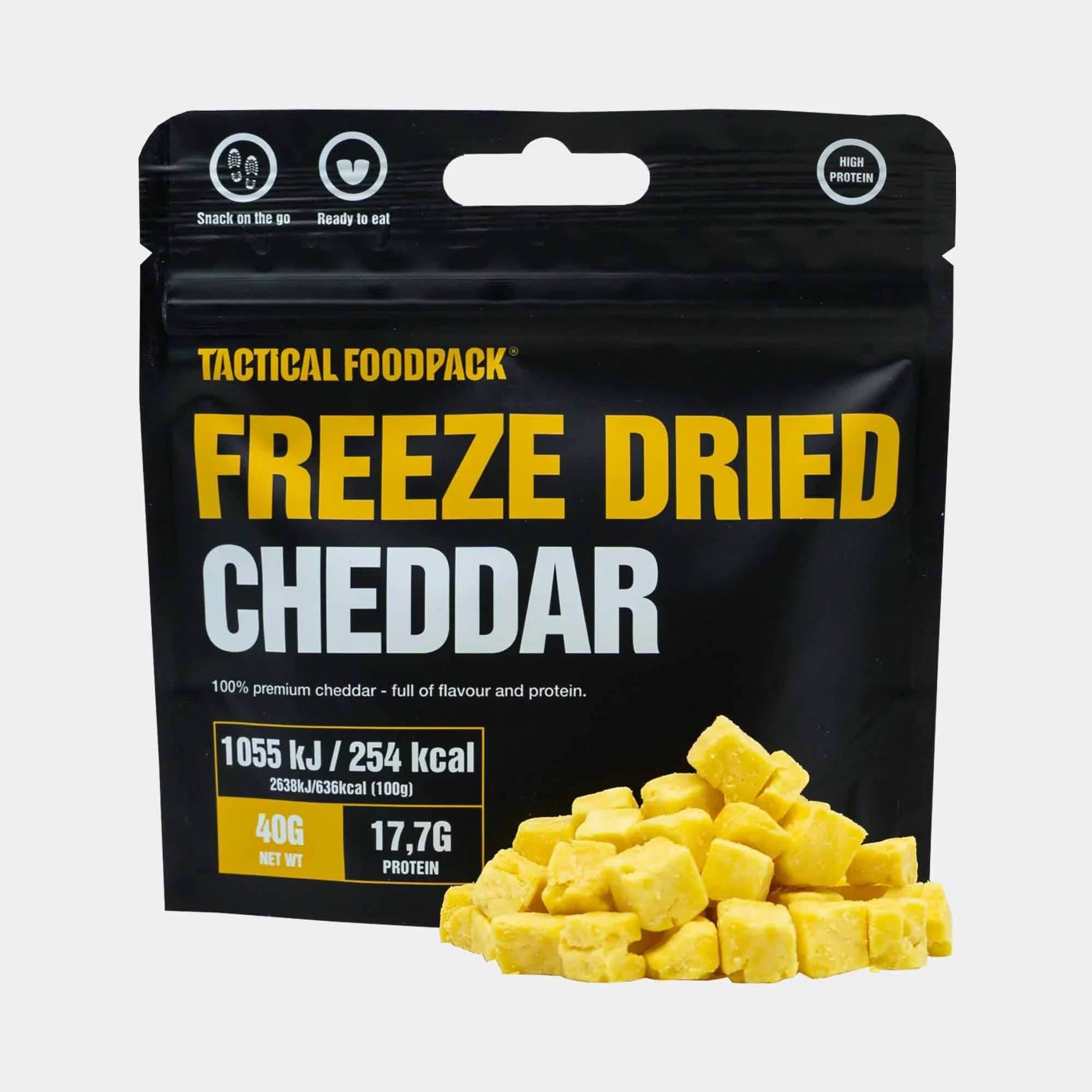 Snack liofilizado de queso Cheddar – Tactical Foodpack - RACIONES DE COMBATE MRE