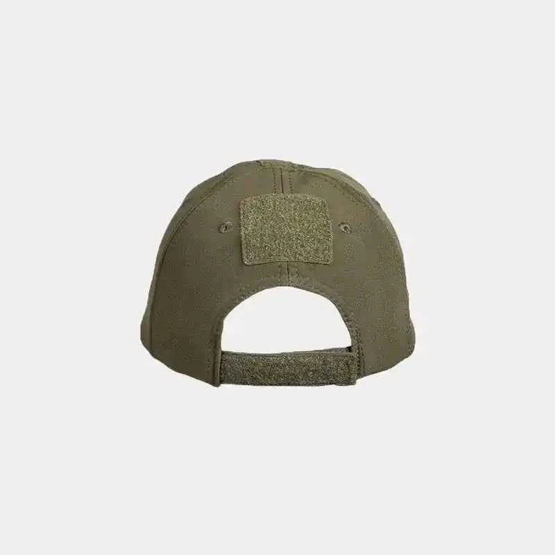 Gorra militar softshell verde oliva con panel trasero y parche cuadrado