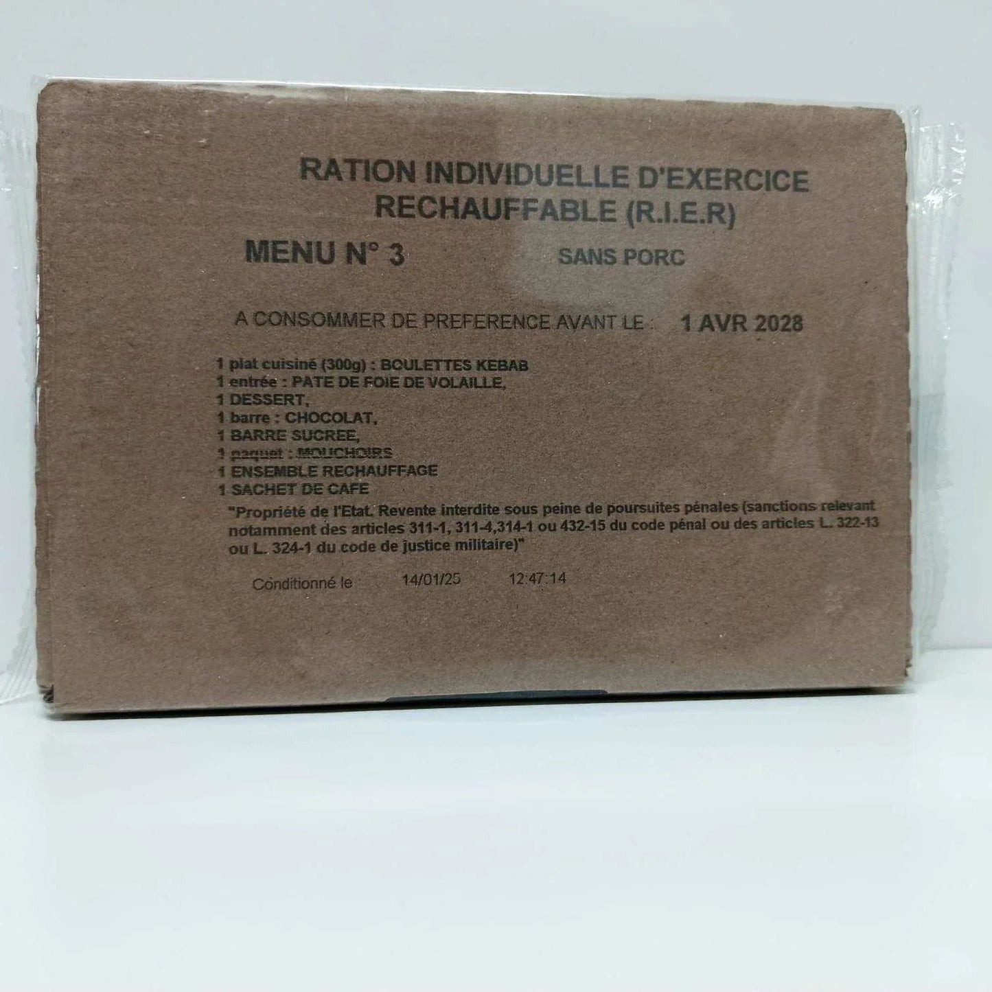 Ración Militar Francesa R.I.E.R 12h - RACIONES DE COMBATE MRE