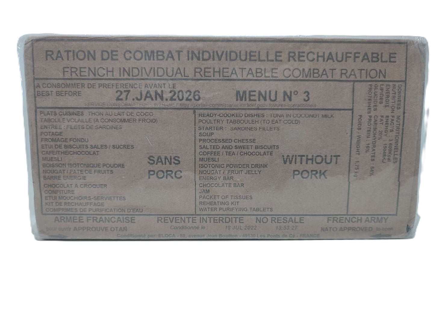 Ración De Combate Individual Francesa/Mre Francia