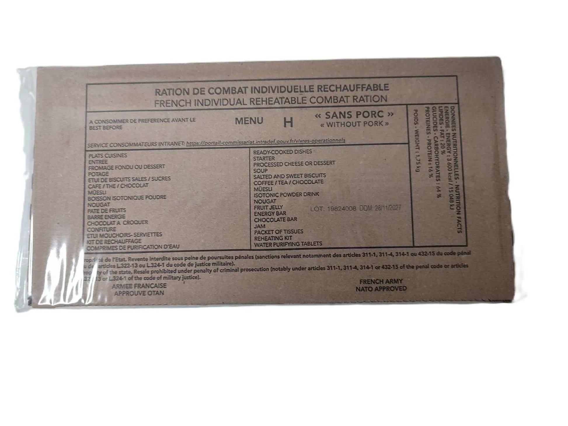 Ración Militar Francesa/Mre Francia - RACIONES DE COMBATE MRE