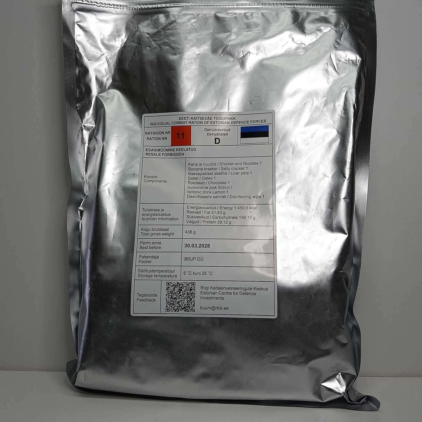 Ración de combate individual – Fuerzas de Defensa de Estonia - RACIONES DE COMBATE MRE