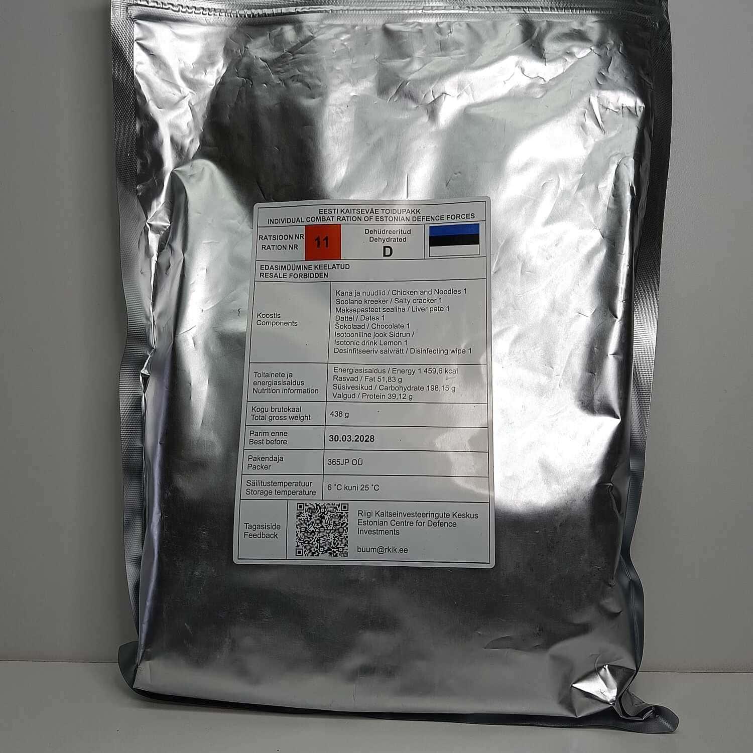 Ración de combate individual – Fuerzas de Defensa de Estonia - RACIONES DE COMBATE MRE