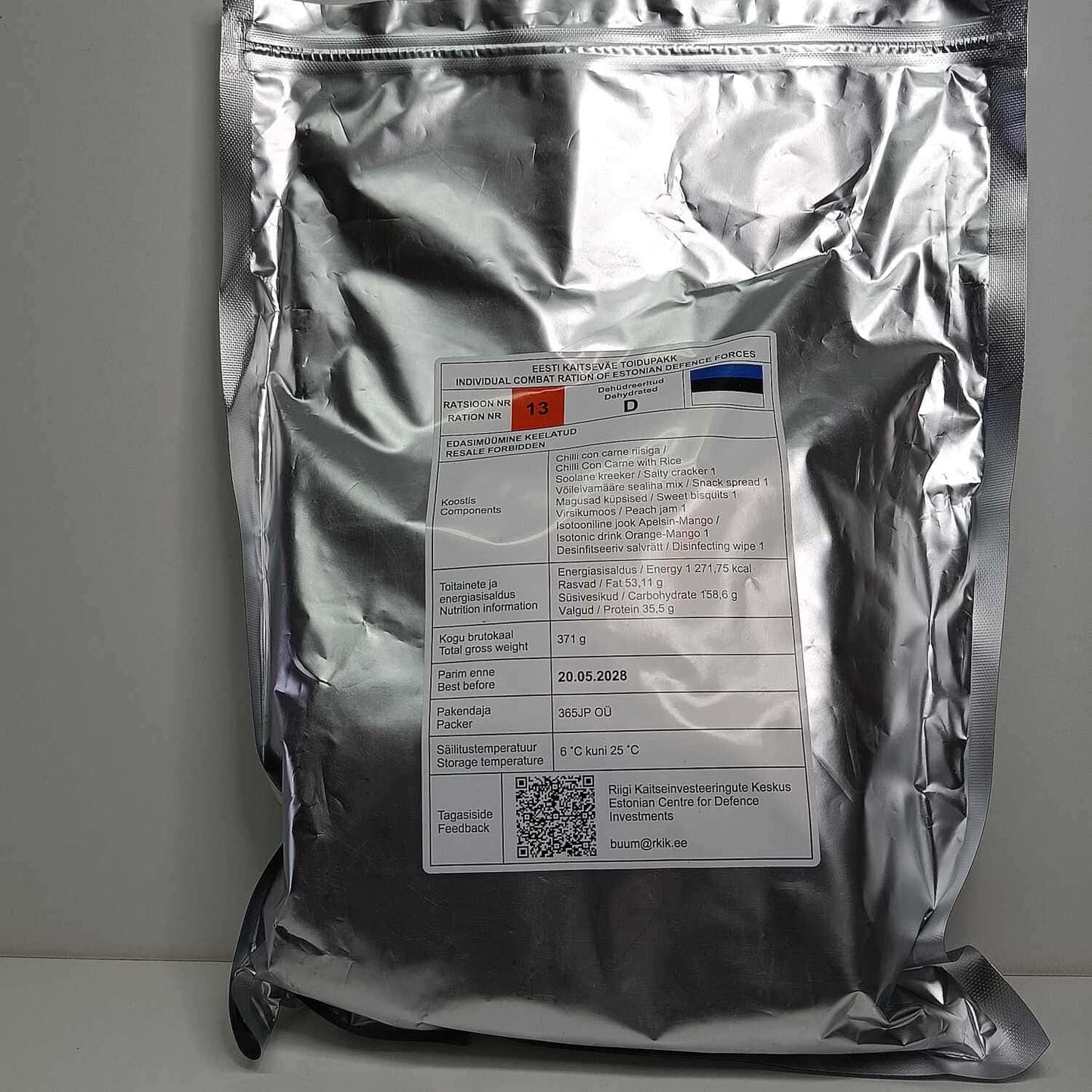 Ración de combate individual – Fuerzas de Defensa de Estonia - RACIONES DE COMBATE MRE
