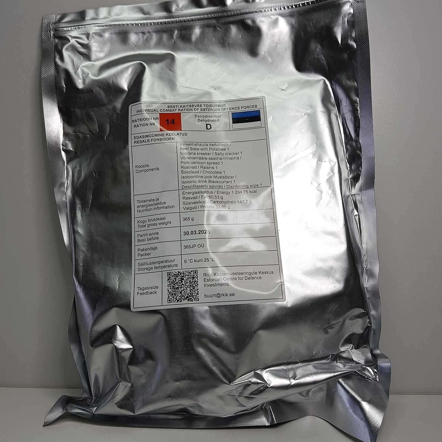 Ración de combate individual – Fuerzas de Defensa de Estonia - RACIONES DE COMBATE MRE