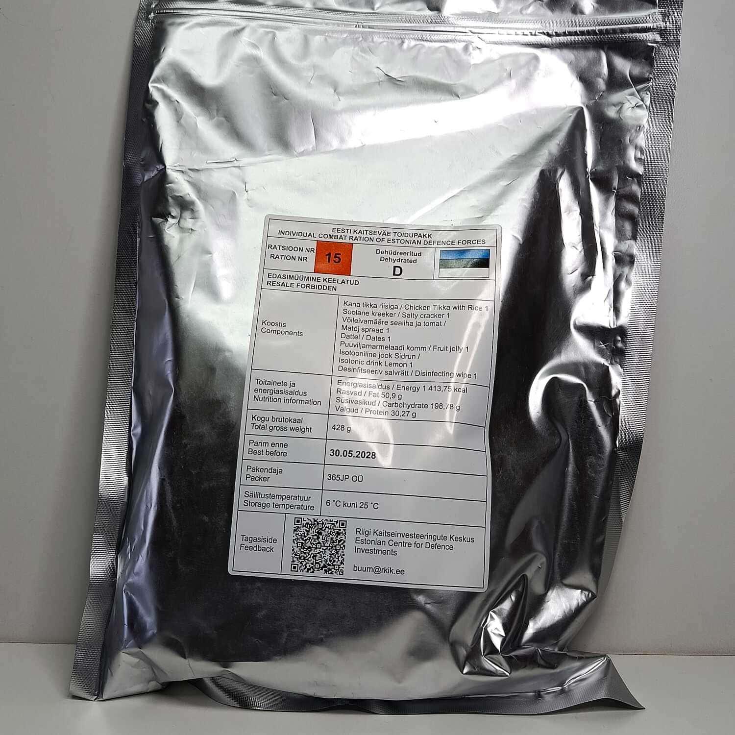 Ración de combate individual – Fuerzas de Defensa de Estonia - RACIONES DE COMBATE MRE