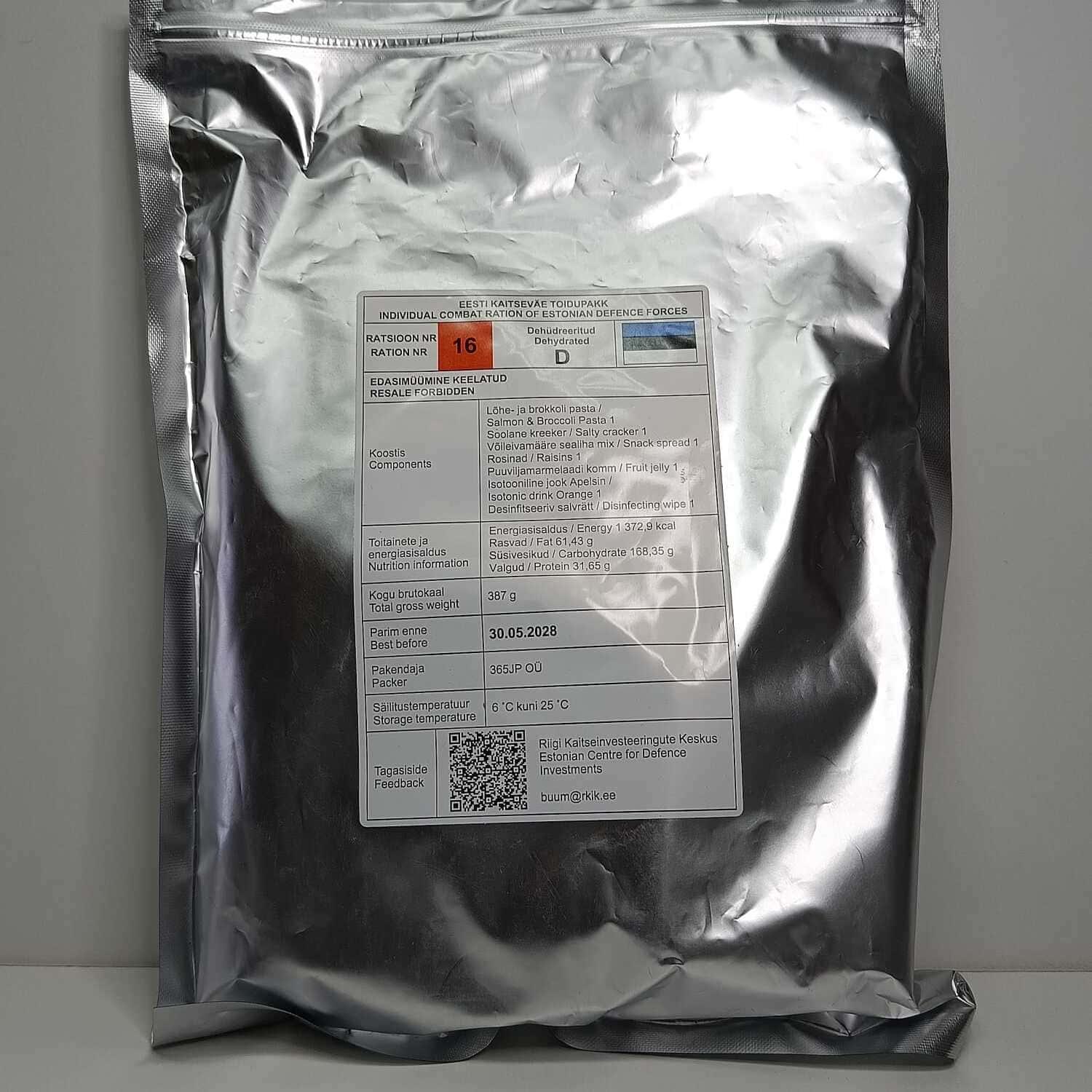 Ración de combate individual – Fuerzas de Defensa de Estonia - RACIONES DE COMBATE MRE