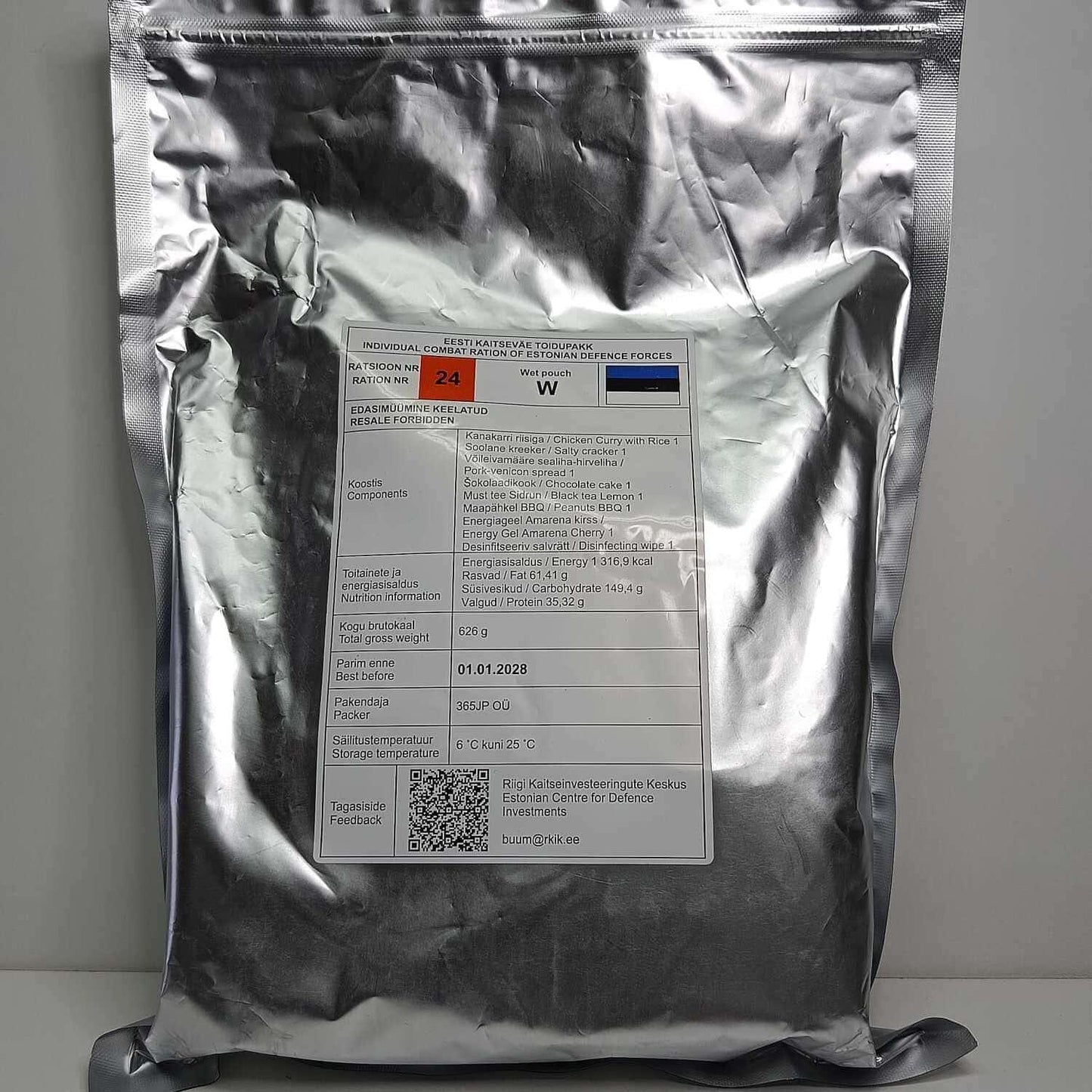 Ración de combate individual – Fuerzas de Defensa de Estonia - RACIONES DE COMBATE MRE