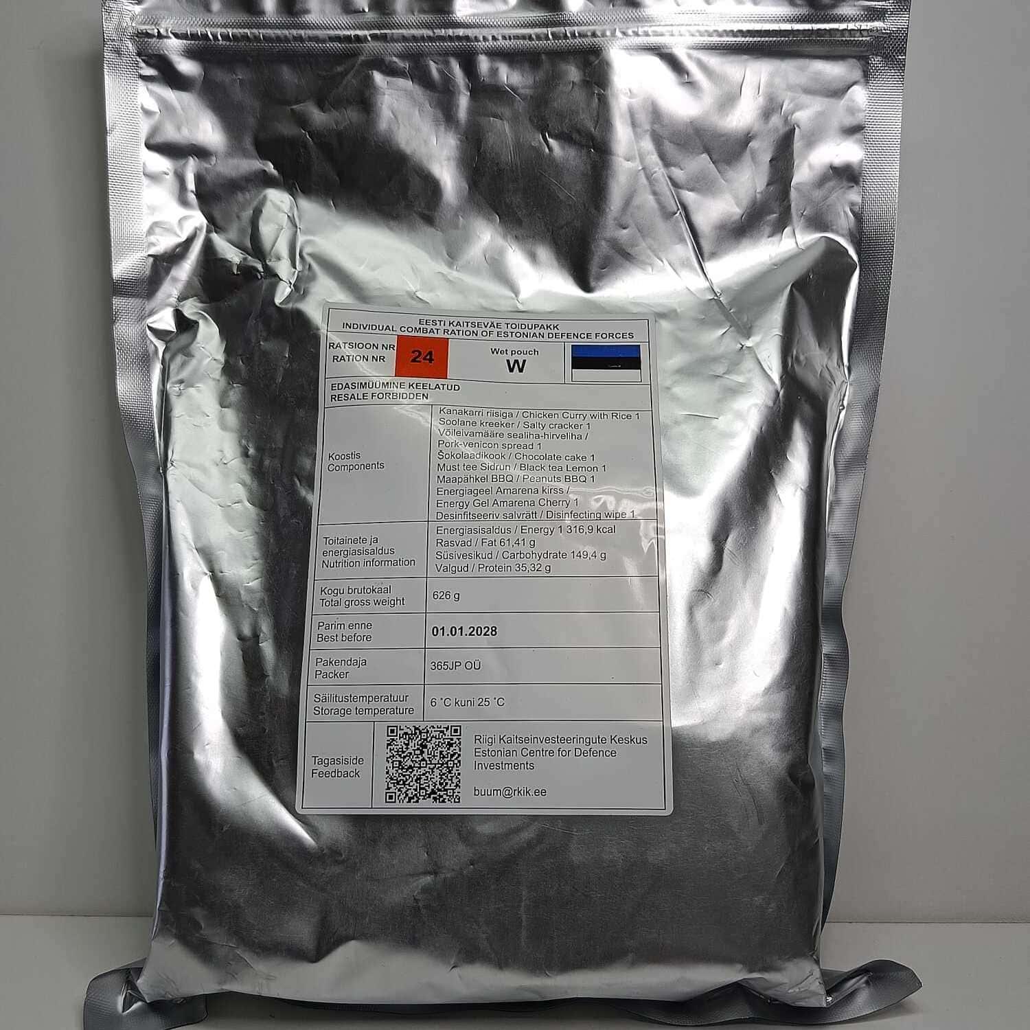 Ración de combate individual – Fuerzas de Defensa de Estonia - RACIONES DE COMBATE MRE