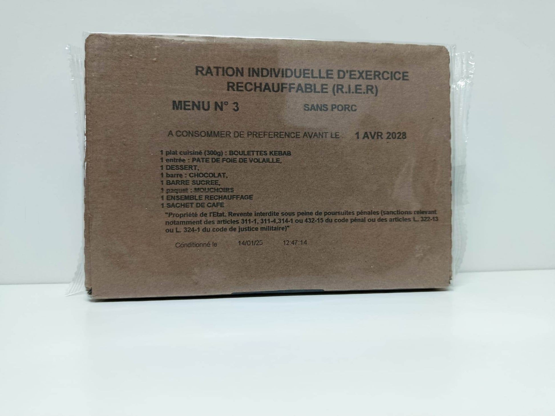 Ración Militar Francesa R.I.E.R 12h - RACIONES DE COMBATE MRE