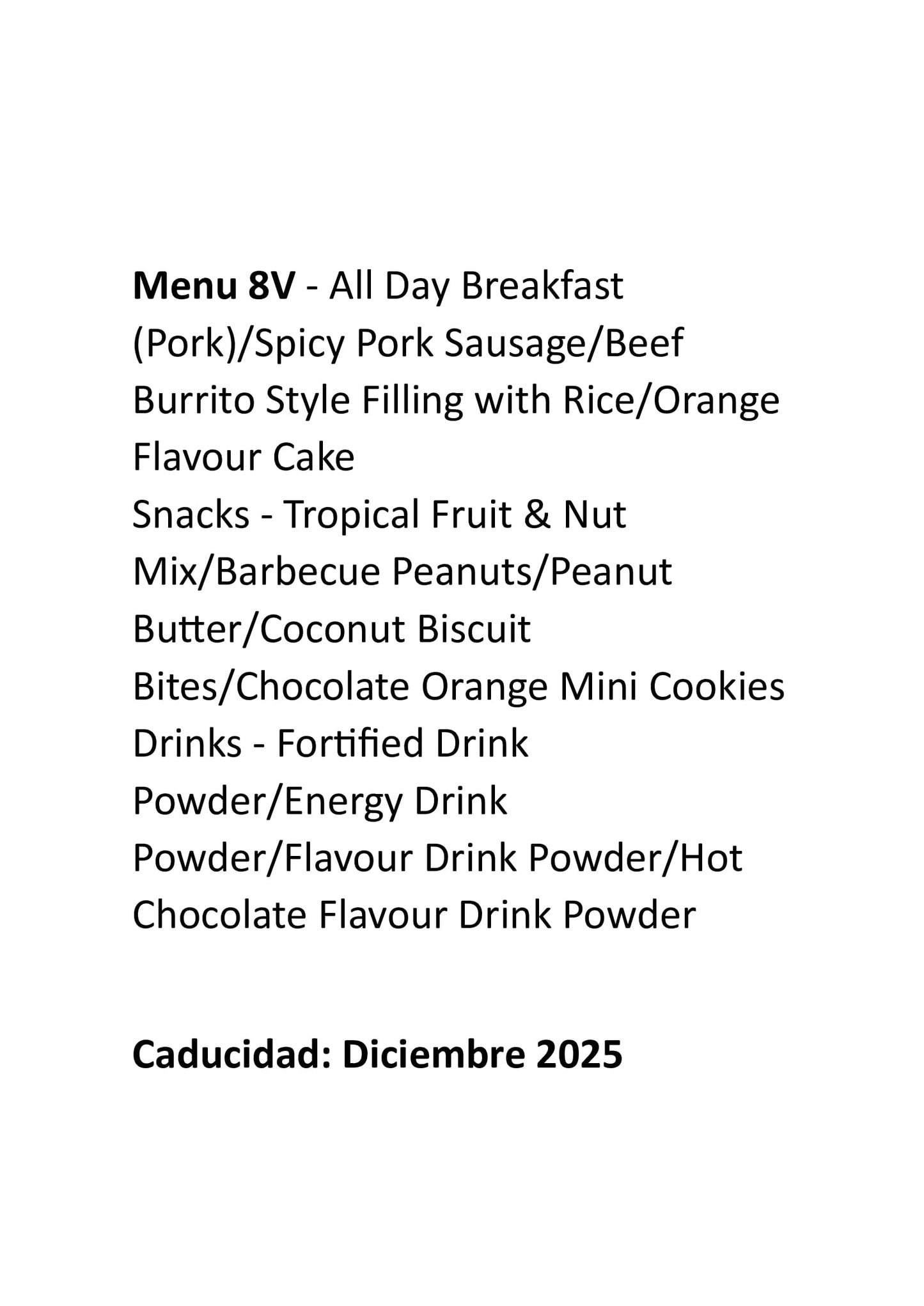 Nuevo menu 8V