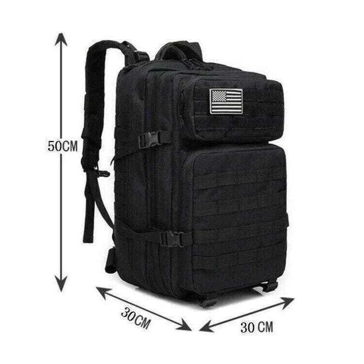 mochila militar negra resistente impermeable trekking