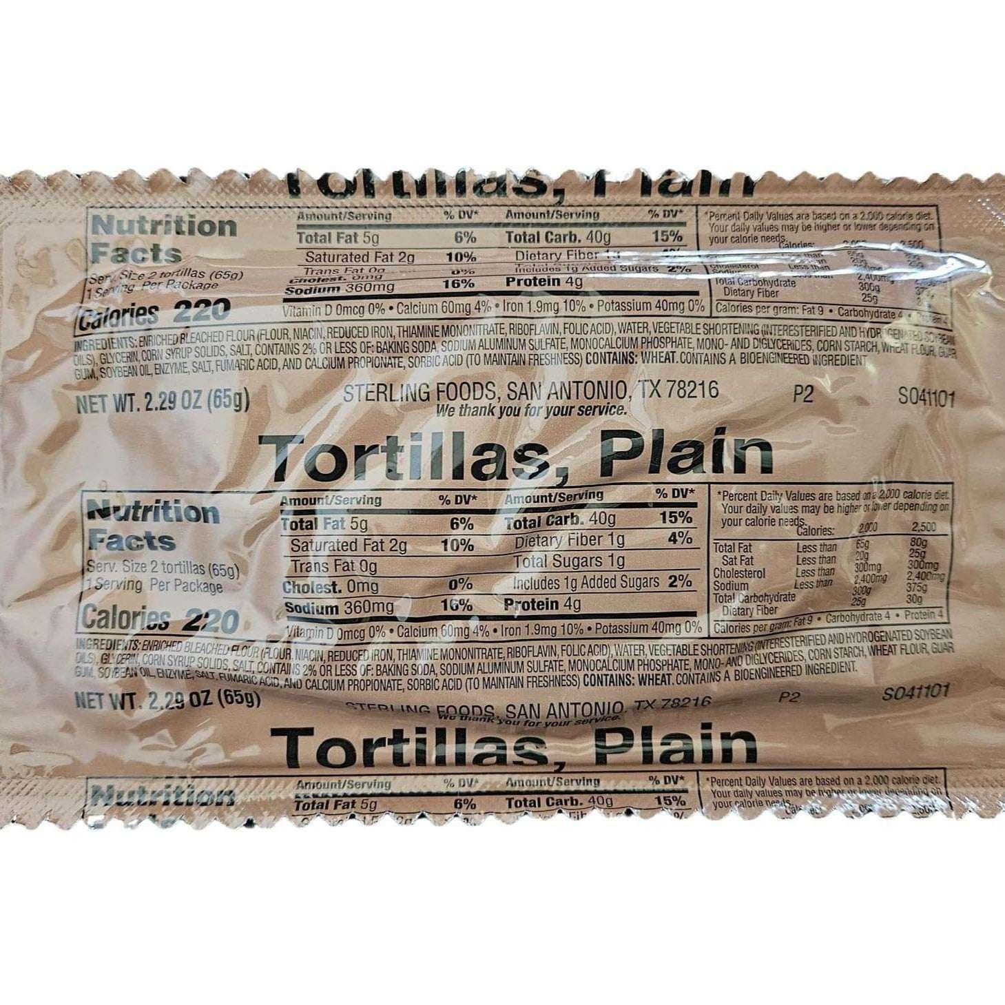 Tortillas MRE Plain - RACIONES DE COMBATE MRE