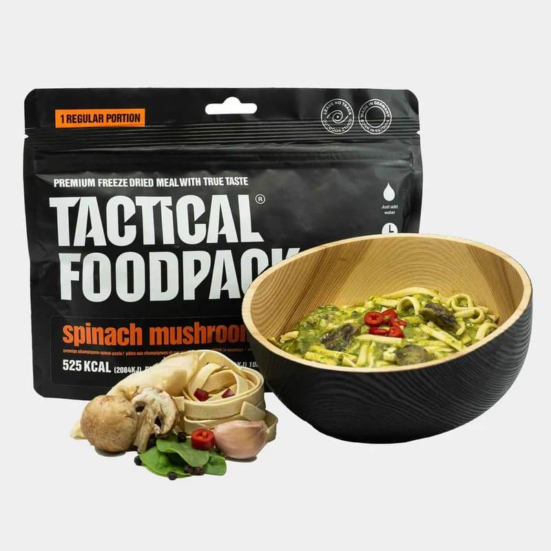 Pasta con Salsa de Espinacas y Champiñones – Tactical Foodpack - RACIONES DE COMBATE MRE