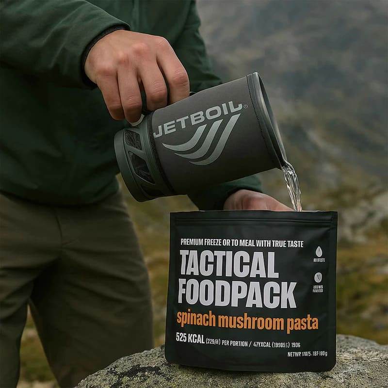 Pasta con Salsa de Espinacas y Champiñones – Tactical Foodpack - RACIONES DE COMBATE MRE