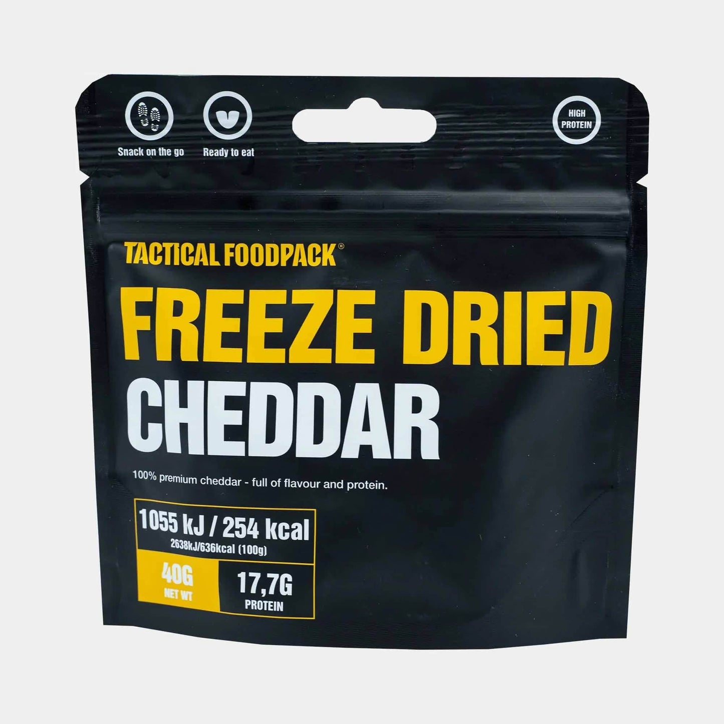 Snack liofilizado de queso Cheddar – Tactical Foodpack - RACIONES DE COMBATE MRE