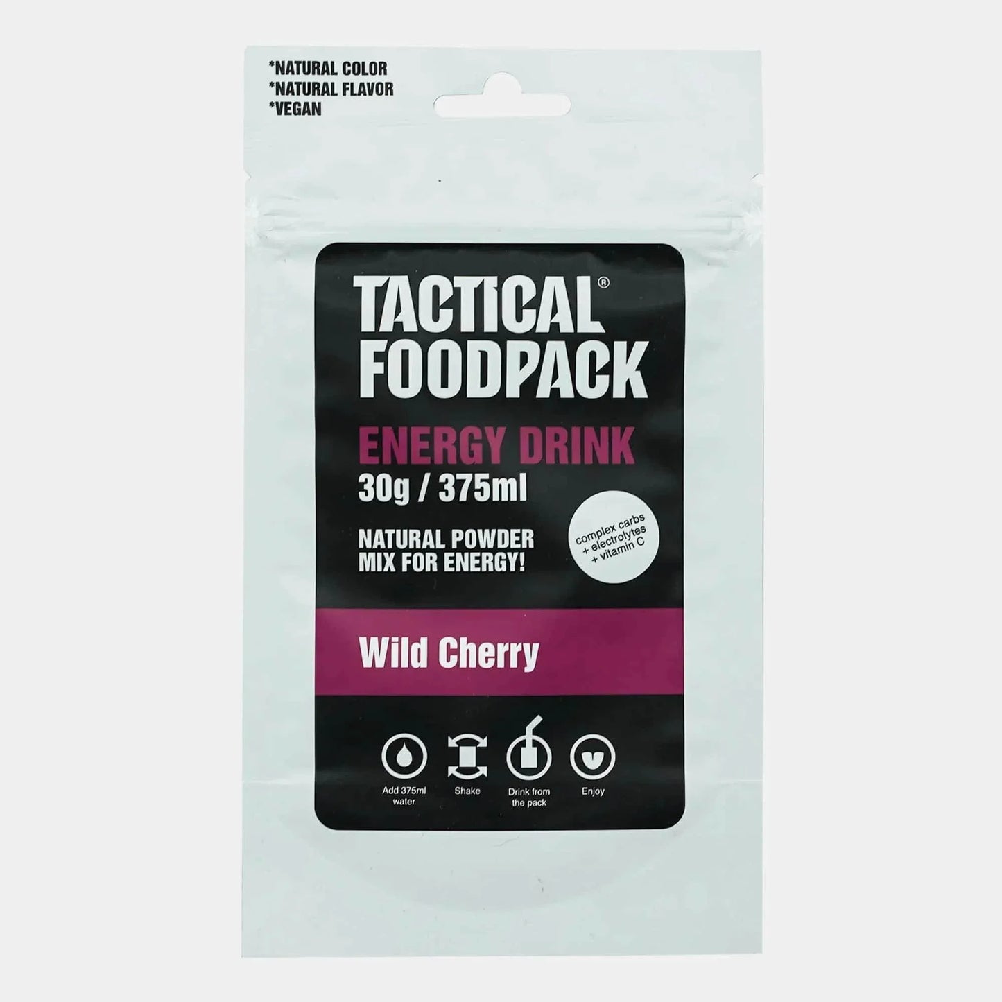 Bebida energética cereza polvo Tactical Foodpack hidratación trekking