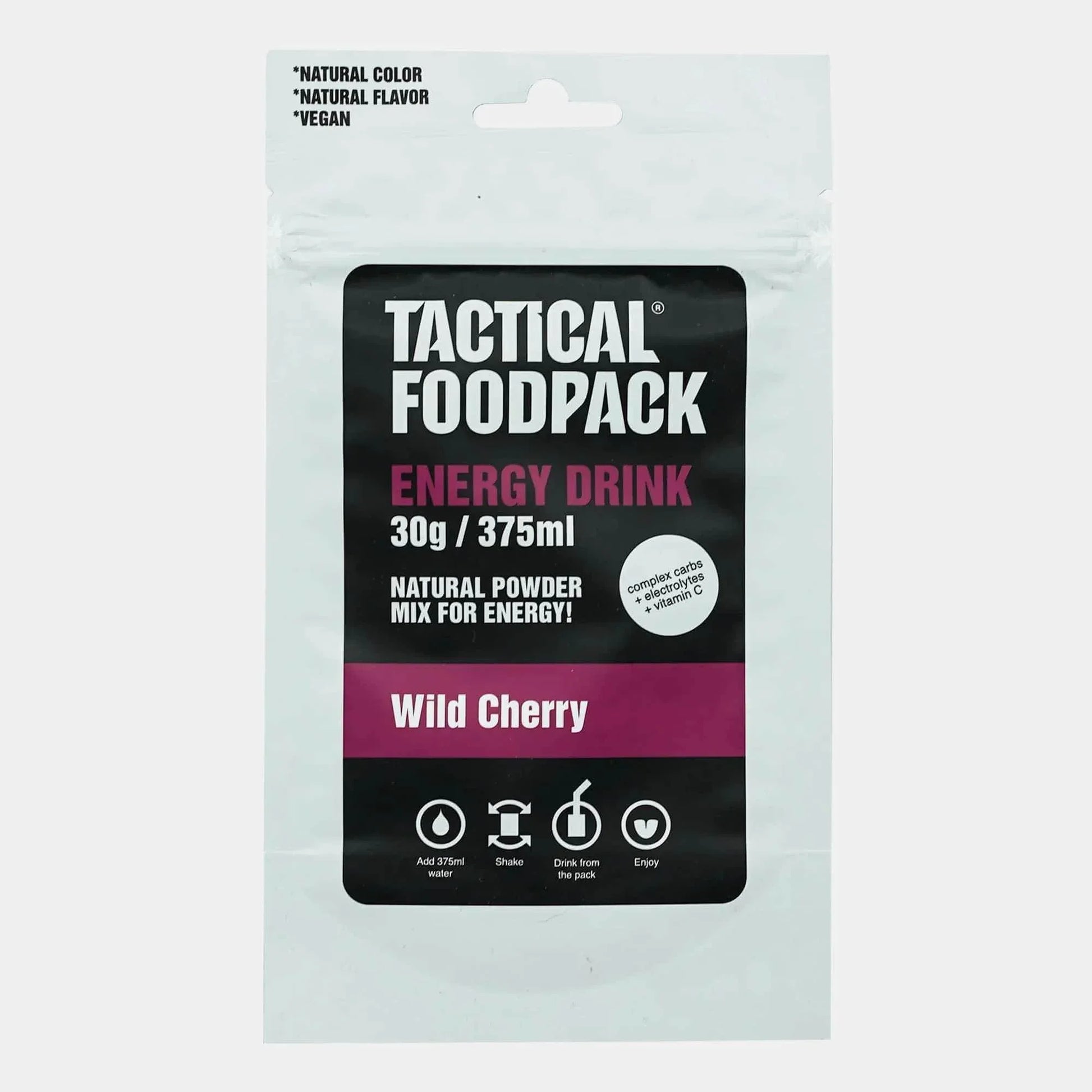 Bebida energética cereza polvo Tactical Foodpack hidratación trekking