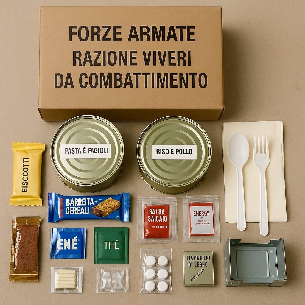 Contenido ración combate italiana MRE completa supervivencia