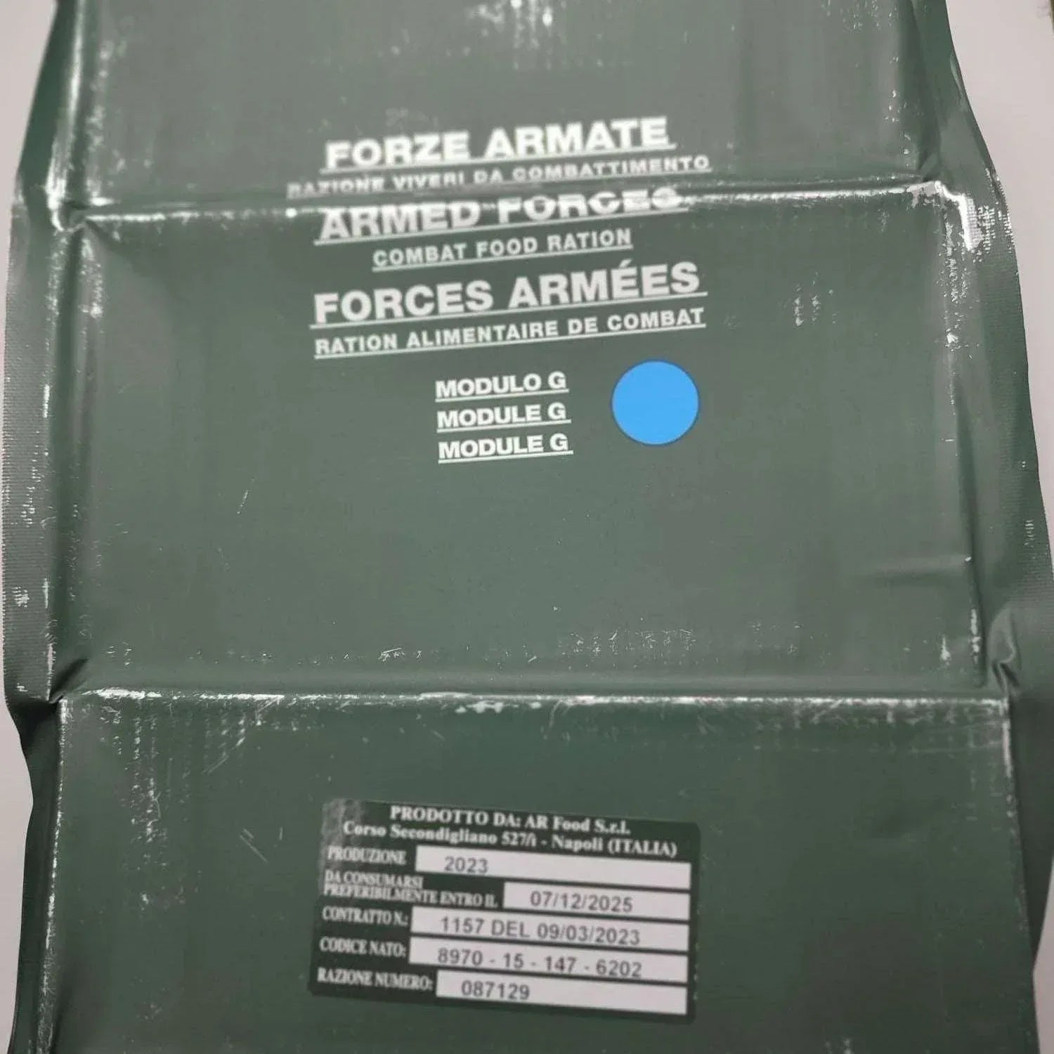MRE Italia módulo G ración combate fuerzas armadas italianas