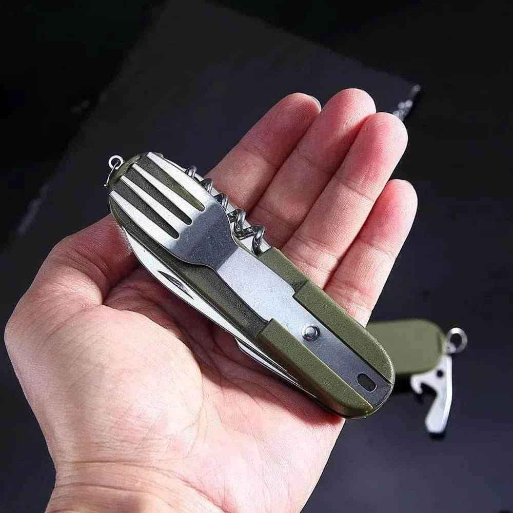 Set cubiertos camping 7 en 1 multiusos outdoor trekking