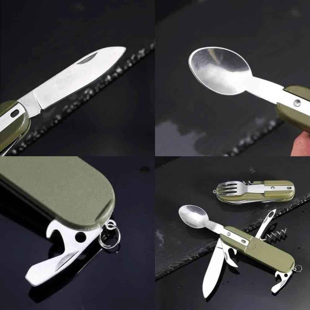 Utensilios camping 7 en 1 plegables outdoor supervivencia