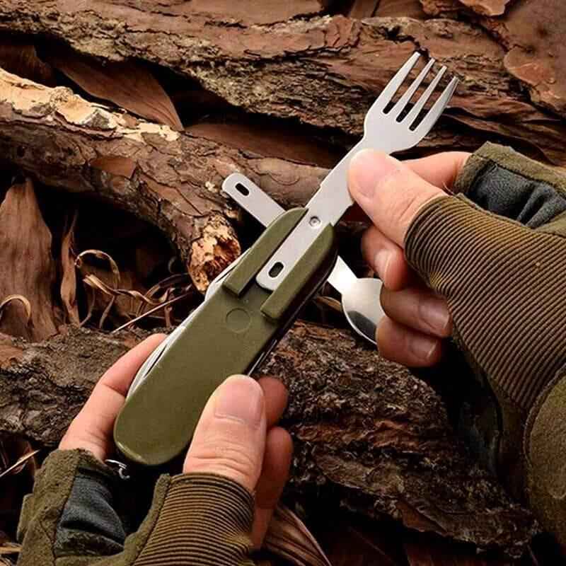 Cubiertos multifunción 7 en 1 camping outdoor bushcraft