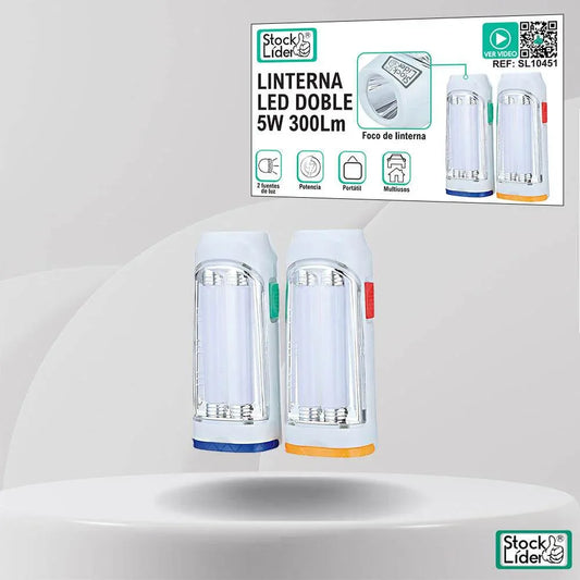 Linterna LED doble 5W 300 lúmenes táctica camping supervivencia