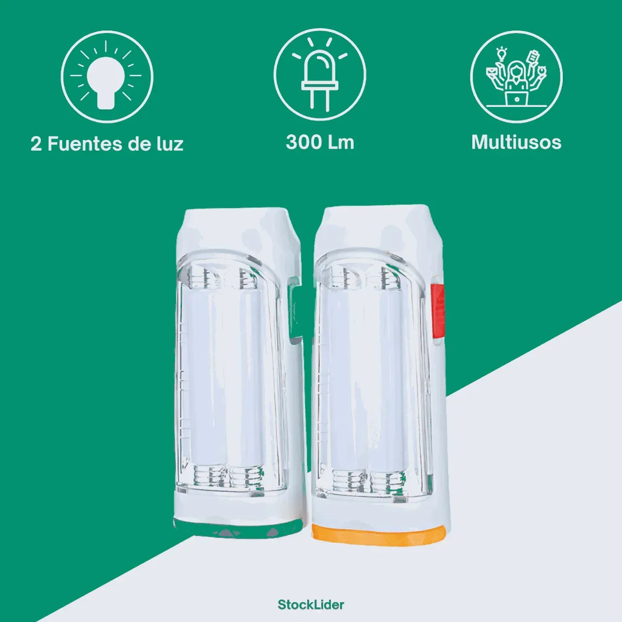 Linterna táctica 300 lúmenes doble LED supervivencia outdoor