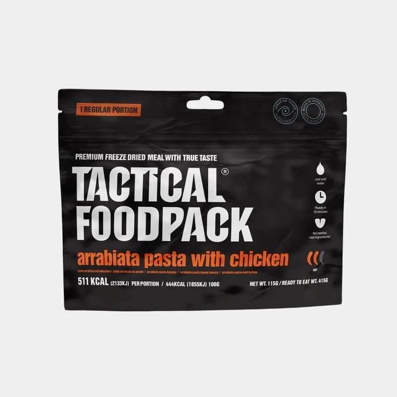 Macarrones salsa arrabiata pollo Tactical Foodpack liofilizado