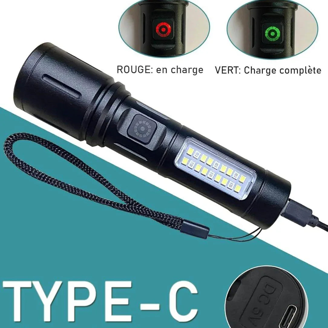 Mini linterna LED recargable 25000W táctica alta potencia supervivencia